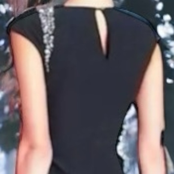 $159 London Dress Embellished Neck Bodycon Sheath 10 Large Black Jewel Shoulder - Picture 6 of 16